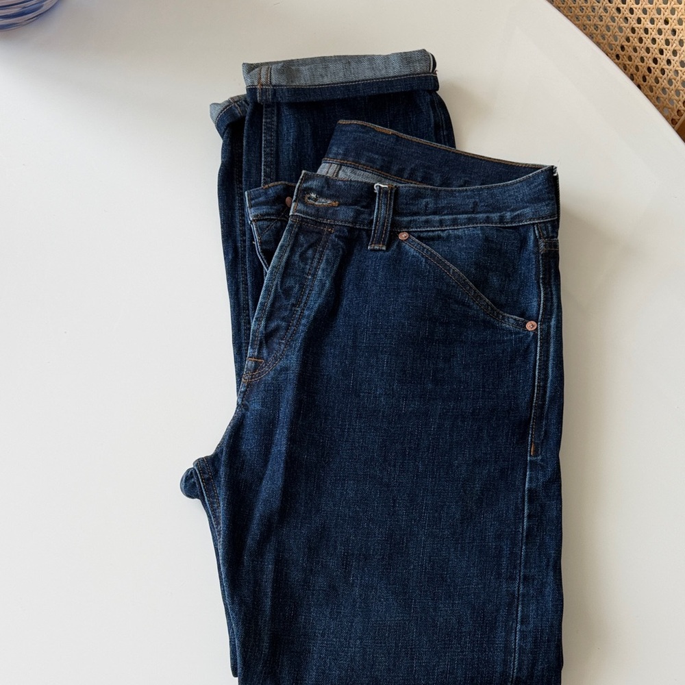 Men's Dark Blue Denim Jeans - Classic Straight Fit